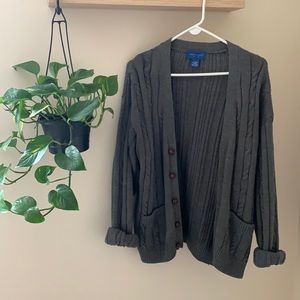 Vintage tow craft Knit-cable chunky cardigan